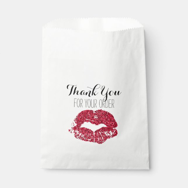 Red Glitzer Lips Danke Bag Geschenktütchen (Vorderseite)