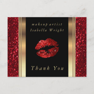 Red Glitzer Lips - Danke Postkarte
