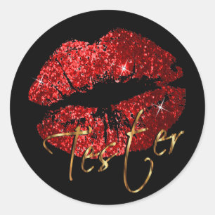 Red Glitzer Lips - Tester Runder Aufkleber