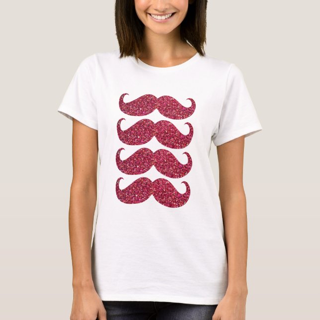 Red Glitzer Mustache #2 T-Shirt (Vorderseite)