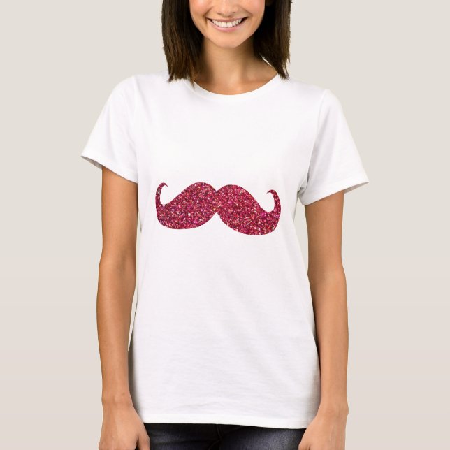 Red Glitzer Mustache T-Shirt (Vorderseite)