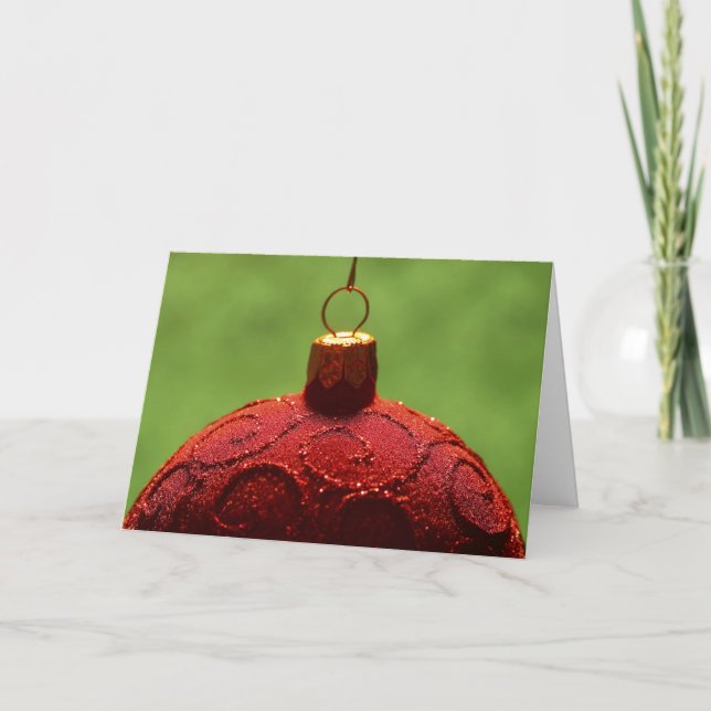 Red Glitzer Ornament Weihnachtskarte Feiertagskarte (Vorderseite)