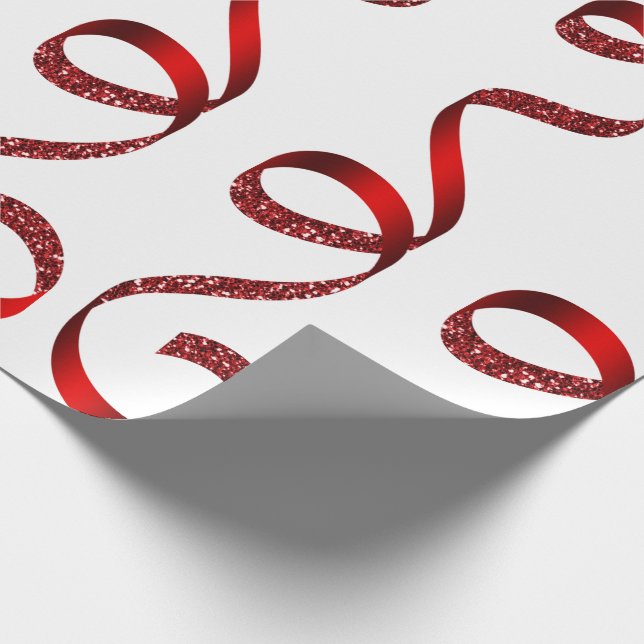 Red Glitzer Ribbon Weihnachten Weihnachten Weihnac Geschenkpapier (Ecke)