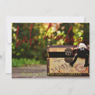 Red Glitzer Script Bah Humbug Weihnachtsfotokarte