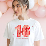 Red Glitzer Script Sweet 16 Birthday<br><div class="desc">Feiern Sie ein besonderes Sweet 16 mit diesem eleganten Red Glitzer Drehbuch Geburtstag Trimix Shirt. Dieses Shirt mit einem feinen Glitzer "16" Design und einem anpassbaren Namen in einem stilvollen Skript ist die perfekte Mischung aus Chic und Komfort. Ideal für Geburtstagsfeiern oder als Sake, das weiche Tri-Mix-Gewebe sorgt für ein...</div>