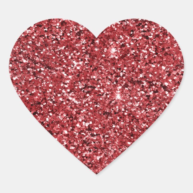 Red Glitzer Sparkle Herz-Aufkleber (Vorderseite)