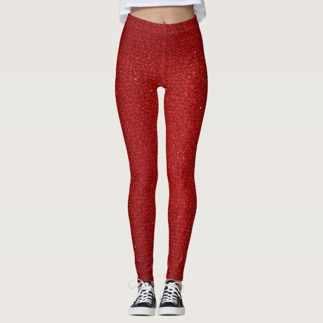Red Glitzer Sparkle Leggings (Vorderseite)