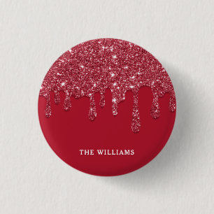 Red Glitzer Tropfen Individuelle Name Button