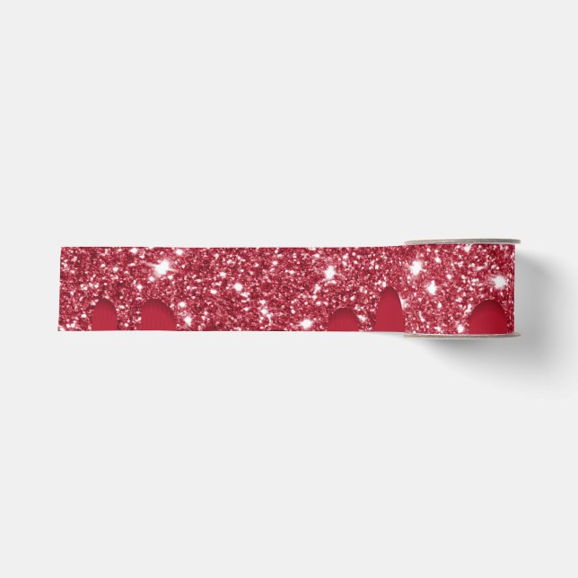 Red Glitzer Tropfen Ripsband (Vorderseite)
