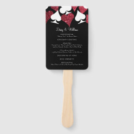 Red Glitzer Vegas Wedding Program Fan Fächer