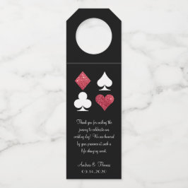 Red Glitzer Vegas Wedding Willkommenstempel Flaschenanhänger