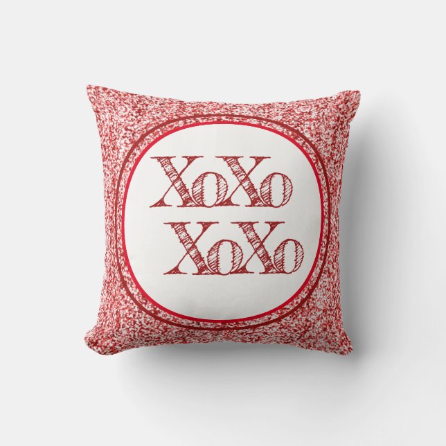 Red Glitzer XOXO Kissen (Vorderseite)
