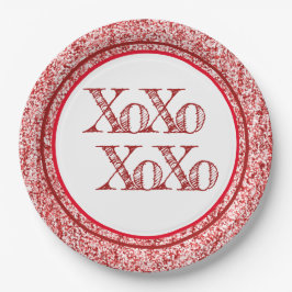 Red Glitzer XOXO Pappteller