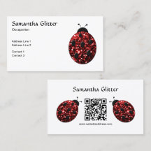 Red Glitzern Ladybug Custom QR Code White