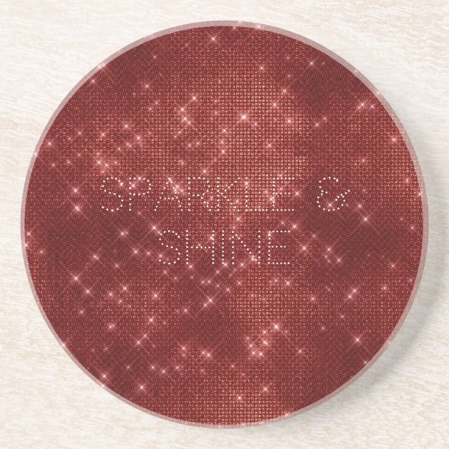 Red Glitzy Chic Glam Sparkle Getränkeuntersetzer (Vorne)