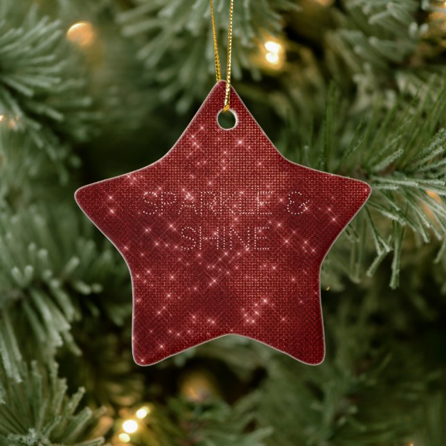 Red Glitzy Chic Glam Sparkle Keramik Ornament (Baum)