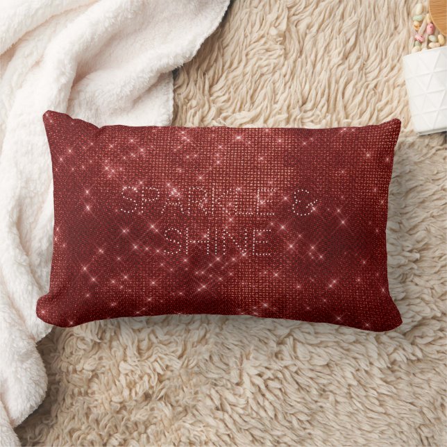 Red Glitzy Chic Glam Sparkle Lendenkissen (Decke)