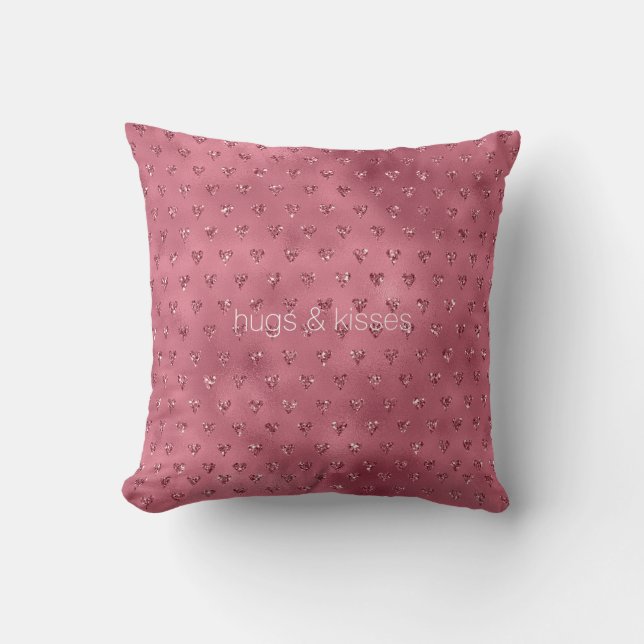 Red Glitzy Glitzer Hearts Kissen (Vorderseite)