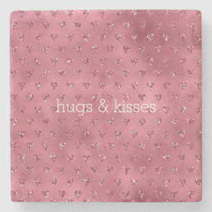 Red Glitzy Glitzer Hearts Steinuntersetzer