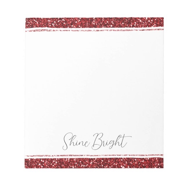 Red Glitzy Glitzer Sparkle Notizblock (Vorderseite)