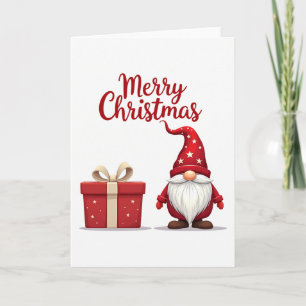 Red Gnome Christmas Card Karte