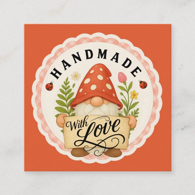 Red Gnome Handmade With Love Small Business  Begleitkarte (Vorderseite)