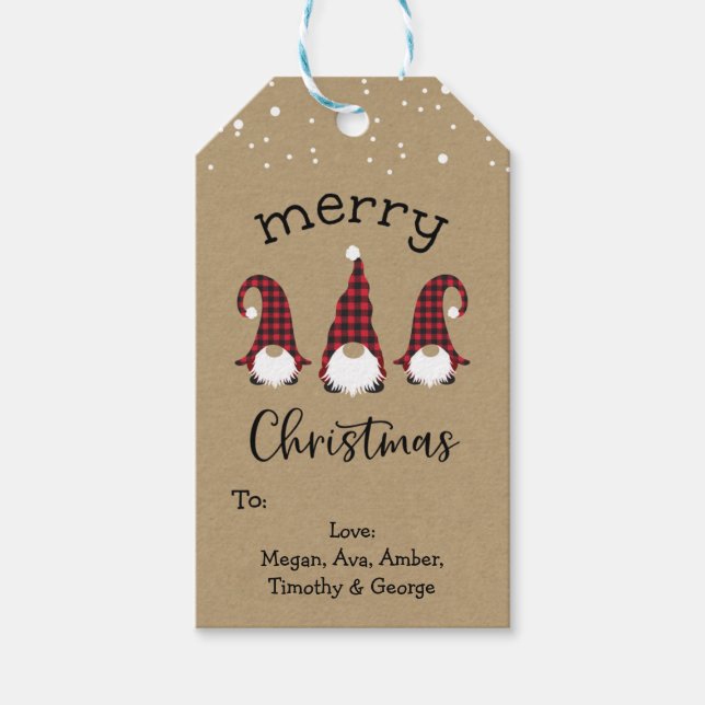 Red Gnome Merry Tag Geschenkanhänger (Vorderseite)