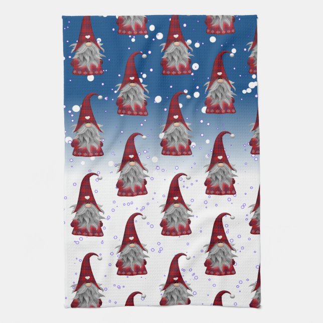 Red Gnome Pattern Geschirrtuch (Vertikal)