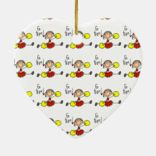 Red Go Team Cheerleader Keramik Ornament