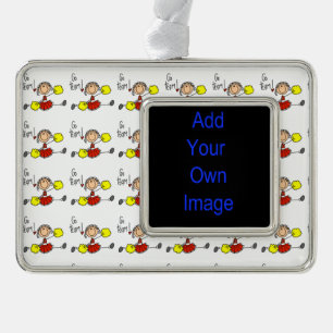 Red Go Team Cheerleader Rahmen-Ornament Silber