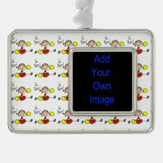 Red Go Team Cheerleader Rahmen-Ornament Silber