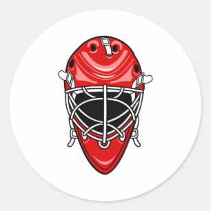 Red Goalie Helmet Runder Aufkleber