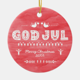 Red God Jul Swedish Christmas Keramik Ornament