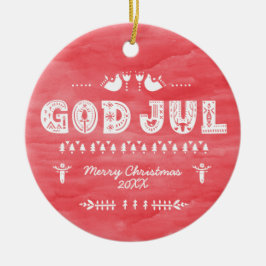 Red God Jul Swedish Christmas Keramik Ornament