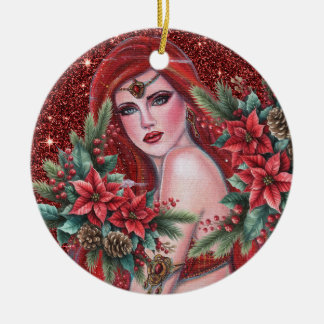 Red goddess Christmas Keramik Ornament