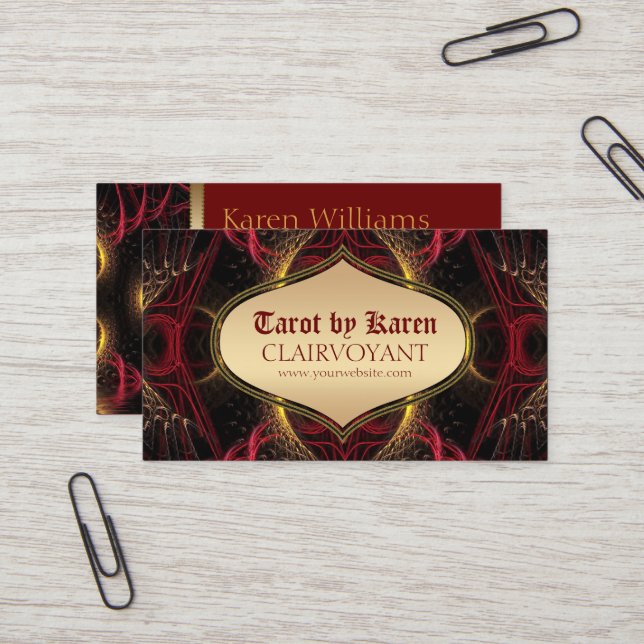 Red Goddess Tempel Tarot Business Cards Visitenkarte (Vorderseite/Rückseite Beispiel)