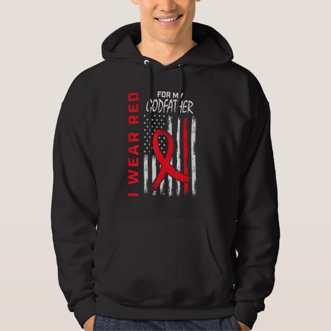 Red Godfather Heart Disease Awareness Flag Matchin Hoodie (Vorderseite)