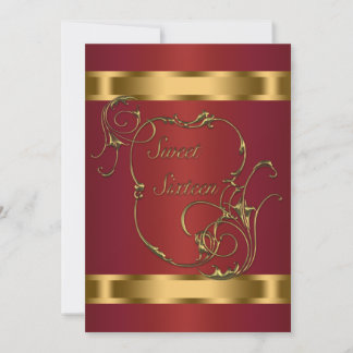 Red Gold 16 . Geburtstag Geburtstagsfeier Einladung