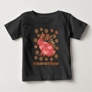 Red Gold 2023 Rabbit Lunar Chinesisches Neujahr Baby T-shirt