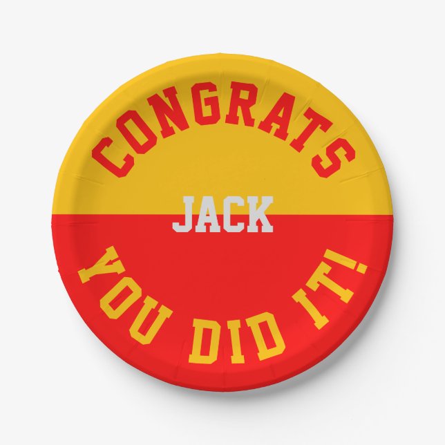 Red & Gold Abschluss Glückwunsch - Sie haben es ge Pappteller (Vorderseite)