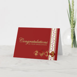 Red & Gold Abschluss Gratulations Card 2019 Karte