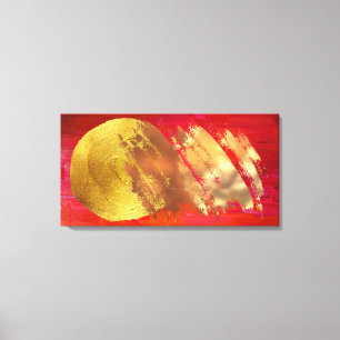 Red Gold Abstrakt Art Stretched Canvas Print Leinwanddruck