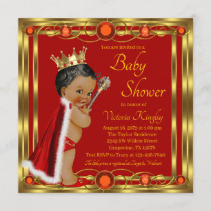 Red Gold American Prince Jewel Baby Dusche Einladung
