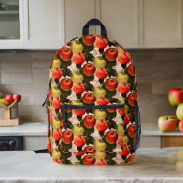 Red Gold Apple Ernte Muster Vintage Handschrift Bedruckter Rucksack