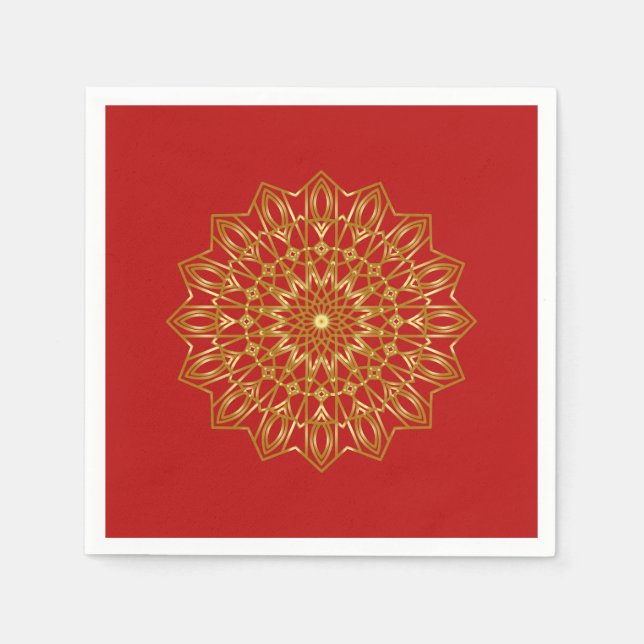 Red & Gold Arabisch inspiriert Paper Napkins Serviette (Vorderseite)