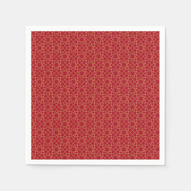 Red & Gold Arabisch inspiriert Paper Napkins Serviette (Vorderseite)