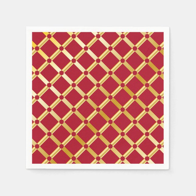 Red & Gold Arabisch inspiriert Paper Napkins Serviette (Vorderseite)