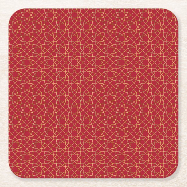 Red & Gold arabisch inspiriert Paper-Untersetzer Rechteckiger Pappuntersetzer (Vorderseite)