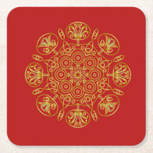 Red & Gold arabisch inspiriert Paper-Untersetzer
