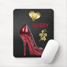 Red & Gold auf Black High Heel Shoe | Mousepad